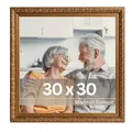 Produktbild: VictoR Vintage Bilderrahmen „Rubens“ in 30x30 cm Gold Braun - Leiste: 30x20mm - Echtglas - Fotorahmen Barock - Antik - Bilderrahmen 30x30 Gold - Quadratisch