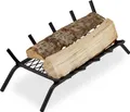 Produktbild: Relaxdays Kaminrost, eckig, Stahl, Kamin & Grillkamin, massiv & robust, Feuerrost mit Füßen, HBT: 16x58x28 cm, schwarz