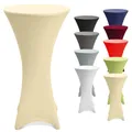 Produktbild: Beautissu Stretch Stehtisch Hussen 80cm Creme – Waschbar Bügelfrei Stehtisch Hussen für Stehtische Stehtischhussen rutschfest Verstärkung Fußbereich Tischhusse Tischdecke Stehtisch Rund – Stella