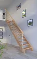 Produktbild: Holztreppe Mykonos Gerade-Eiche-Design Geländer-Holzrundstäbe-ohne Setzstufen