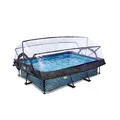 Produktbild: EXIT Toys Aufstellpool Rechteckig 220 x 150 x 65 cm mit Filterpumpe – Mit Multifunktions-Abdeckplane – Für Kinder Geeignet – TÜV, CE und EN 16582 – Stone – Grau