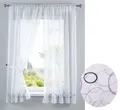 Produktbild: Gardinenbox Gardine (2 St), Stangendurchzug, transparent, Voile, AURA Stickerei Gardinen Set 2 Tlg. Raffhalter Tunneldurchzug Gardinenb