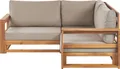 Produktbild: BELIANI Lounge Sofa Hellbraun es Akazienholz Auflagen Taupe 2-Sitzer Ecksofa Retro Landhaus Stil Terrasse Outdoor Balkon Außenbereich