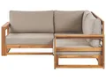 Produktbild: Beliani Lounge Ecksofa Zertifiziertes Akazienholz Hellbraun 2-Sitzer Auflagen Taupe Timor II