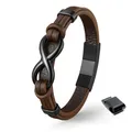 Produktbild: UNIQAL | Herren Lederarmband – Infinity Symbol aus Edelstahl & Echtleder – Armband für Männer und Frauen, Braun, Stilvolles Geschenk für Männer, Freund, Vater oder Ehemann – Inklusive Geschenkbox