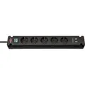 Produktbild: Bremounta Steckdosenleiste 5-fach schwarz, 3 Meter, 2x USB-A