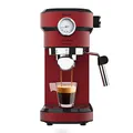 Produktbild: Cecotec Espressomaschine mit Manometer Cafelizzia 790 Shiny Pro. Doppelter Auslaufarm und zwei Filter, 20 Bar Druck, abnehmbarer 1,2-Liter-Tank, 1350 W, Rot