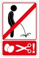 Produktbild: Fun Aufkleber Verbot „Nicht im Stehen pinkeln, sonst Eier ab!“ Folie | 20x30 cm