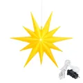 Produktbild: OVILUM Leuchtstern 2D mit LED Beleuchtung | gelb | |Ø 57 cm| 2D Stern mit 11 Spitzen | wetterfest | Garten Deko, Wohnzimmer, Weihnachtsdeko | Weihnachtsstern | mit Timer | 7,5m Zuleitung