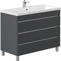 Produktbild: Lomadox Waschtisch 100 cm grau stehend mit 3 Schubladen
