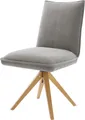 Produktbild: DELIFE Polsterstuhl Lelio-Flex, Holzgestell kantig Natur Strukturstoff Soft Grau 180° drehbar Taschenf