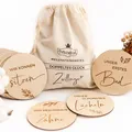 Produktbild: 30 Baby Meilensteinkarten für ZWILLINGE auf edlen Holzscheiben | Zwillinge Ge...