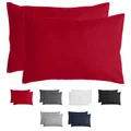 Produktbild: Komfortec Kissenbezug 2er Set - 100% Mikrofaser, Weich & Atmungsaktiv, mit Reißverschluss - Kopfkissenbezug - Waschbar & Pflegeleicht - Rot - 50 x 70 cm