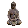 Produktbild: gartendekoparadies.de Massive Steinfigur Buddha Statue aus Steinguss frostfest (Gold)