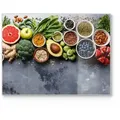 Produktbild: DEQORI Schneidebrett 'Auswahl an Superfood', Glas, Platte Frühstücksbrett Schneideplatte grau 40 cm x 30 cm