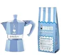 Produktbild: Bialetti Espressokocher Express aus Aluminium, 3 Tassen, türkis, mit gemahlenem Mandelkaffee, 250 g, mit Mandelgeschmack