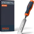 Produktbild: Presch Stechbeitel 32mm - Profi Stemmeisen mit 25° Keilwinkel - Perfekt geschliffen für sofortigen Einsatz - Robuste Metall-Schlagkappe für dauerhafte Nutzung - Ergonomischer Griff für sicheren Halt
