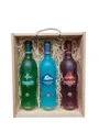 Produktbild: 3 Bundle  Gletscherwasser - Gletscherfeuer - Gletscherminze je 0,7 L mit Holzbox