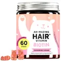 Produktbild: Biotin-Gummibärchen Ah-mazing Hair - Vitamine für Haare, Haut und Nägel – 5000 µg Biotin, Zink, Vitamin C, E & Jod – 60 Stück (2-Monatsvorrat), Vegan, Zuckerfrei, Bears with Benefits