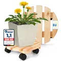 Produktbild: Oramics 2 Stück Pflanzenroller Rund aus Massivholz – Ø30 x 8 cm bis 120 KG belastbar – Rollbrett für Pflanzen, Blumentöpfe und Blumenkübel – Blumentopf Untersetzer mit 4 Rollen