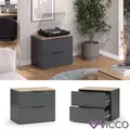 Produktbild: Kommode Wido Anthrazit Eiche 60 x 50 cm mit 2 Schubladen Vicco