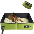 Produktbild: Katzenklo Reise Faltbare Katzentoilette Tragbare Katzentoilette für Kitten - 45 * 35cm Sanft, Dauerhaft und wasserdichte für Indoor Heimat Outdoor Camping, Grün, Groß