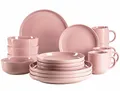 Produktbild: MÄSER 934005 Serie Alenia, Geschirr Set für 4 Personen in modernem skandinavischem Design, 16-teiliges Kombiservice aus Keramik in Rosa, Steinzeug
