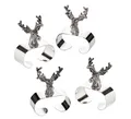 Produktbild: EDZARD Serviettenring Hirsch, Stahl, 4er-Set, Silber-Optik, Hirsch-Motiv, schwerversilbert, Ø 5 cm, H 6 cm