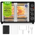 Produktbild: TurboTronic/Minibackofen mit Umluft / 45L / schwarz / 2000W, Drehspieß, Timer, Mini Backofen, Pizzaofen, Backblech, Innenbeleuchtung