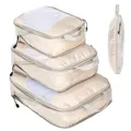 Produktbild: Koffer Organizer Packing Cubes Compression Koffer Organizer Set Wasserfester Kofferorganizer Packtaschen für Koffer Travel Essentials Erweiterbar Reisepack Organizer für Handgepäck, Beige 3 Stück