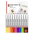 Produktbild: Marabu Textile Marker, 10er Set Textilstifte für helle Stoffe, Stoffmalstifte mit 3 mm Spitze, kräftige Farben auf Wasserbasis, vegan, nach Fixierung waschmaschinenfest bis 60°C, 0115000000200