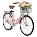 Produktbild: VEVOR Cruiser Fahrrad (Reifendurchmesser 660,4 mm) Beach Fahrrad mit großem Korb & Gepäckträger, Cruiser-Fahrrad mit verstellbarem Sitz, für Radfahren & Trainieren & Einkaufen Rosa