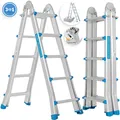 Produktbild: Masko®  Alu Teleskopleiter Multifunktionsleiter Klappleiter Anlegeleiter 5,10m