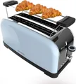 Produktbild: Cecotec Vertikal-Toaster 2 Langschlitze Toastin' Time 1500 Blau. 1500 W, 4 Scheiben of Brot, Breitschlitz 3,8 cm, Brötchenhalter & Krümelfach, Edelstahl & Blau