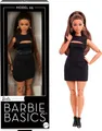 Produktbild: Barbie Basics-Modell 5, Sammlerpuppe mit brünetten Haaren, schwarzem Minikleid und Absatzschuhen, Mode in universeller Passform, beweglichem Körper mit weiblichen Rundungen, JBH73