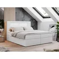 Produktbild: Boxspringbett 180x200 mit Led, Polsterbett mit LED Kopfteil - Multipocket-Matratze - Doppelbett - GOLD-5 - 180x200 - Weiß - Kunstleder - H4 - Weiß