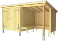 Produktbild: PLUS Gartenhaus Nordic, BxT: 218x432 cm, (Packung), Grillhütte 9,5 m² mit Doppeltür, Dachpappe/Aluleisten/H-Füße