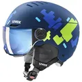 Produktbild: UVEX Ski-/Snowboardhelm ROCKET JR VISOR - Ki., blue puzzle matt (54-58 cm)