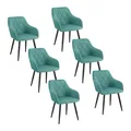 Produktbild: WOLTU 4er Set Esszimmerstühle mit Armlehne Rückenlehne, Stuhl im Esszimmer mit Samtbezug, bequemer Polsterstuhl, Küchenstuhl mit Metallbeinen, Türkis