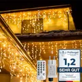 Produktbild: WOWDSGN LED Eisregen Lichterkette Außen, 15M 660LED Eiszapfen mit Timer 8 Modi IP44 wasserdicht Strombetrieben, Lichtervorhang für Weihnachten Dachkante Dachrinne Terrasse Balkon Warmweiß