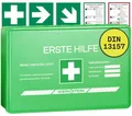Produktbild: Erste Hilfe Kasten Small mit Inhalt nach DIN 13157 I Verbandskasten Betrieb inkl. praktischer Wandhalterung & 5x Aufkleber I Verbandskasten DIN 13157 für Betriebe, Einrichtungen & Zuhause