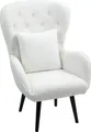 Produktbild: HOMCOM Sessel Loungesessel mit Lendenkissen, Geplosterter Teddy Sessel mit Holzbeine, Diamanttufting-Rücken, Relaxsessel für Wohnzimmer, Schlafzimmer, Weiß