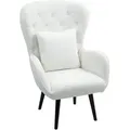 Produktbild: Homcom - Ohrensessel Loungesessel mit Lendenkissen, Geplosterter Teddy Sessel mit Holzbeine, Diamanttufting-Rücken, Relaxsessel für Wohnzimmer,