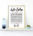 Produktbild: Close Up Bester Sohn - Danke Zitate Poster - Deko Geschenk zum Geburtstag, Weihnachten, jeden Tag - 30 x 40 cm, Premium Qualität - mit Kieferrahmen