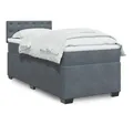 Produktbild: vidaXL Bettgestell Boxspringbett mit Matratze Dunkelgrau 90x200 cm Samt Bett Bettgestell