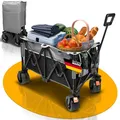 Produktbild: Bollerwagen faltbar 200 KG & 150 L, 17x10 cm breite Reifen, Faltbarer Handwagen Offroad, Camping Transport Strand Leiterwagen