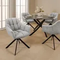 Produktbild: riess-ambiente Drehbarer Stuhl PAPILLON grau Bouclé mit Armlehne schwarzes Metallgestell Esszimmerstuhl Essstuhl Drehstuhl - Grau