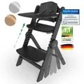 Produktbild: ZWERGHELD® Premium Baby Hochstuhl ZS3 Set - mitwachsend & klappbar - Kinderhochstuhl (Pearl-Black)