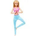 Produktbild: Barbie Made to Move mit pinkem Sportoberteil und blauer Yogahose, Puppe