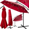 Produktbild: DeubaXXL DE LED Solar Ampelschirm Haiti Rot Ø307cm mit UV-Schutz 80+ & Schutzhülle 107011